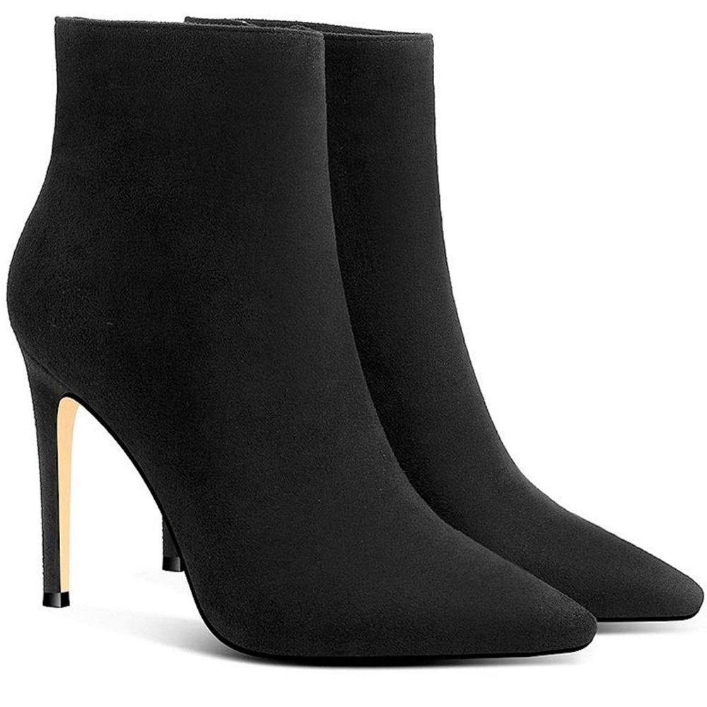 ANN CREEK Womens Handmade High Heel Faux Suede Pointed Toe Ankle Bootie 6.5